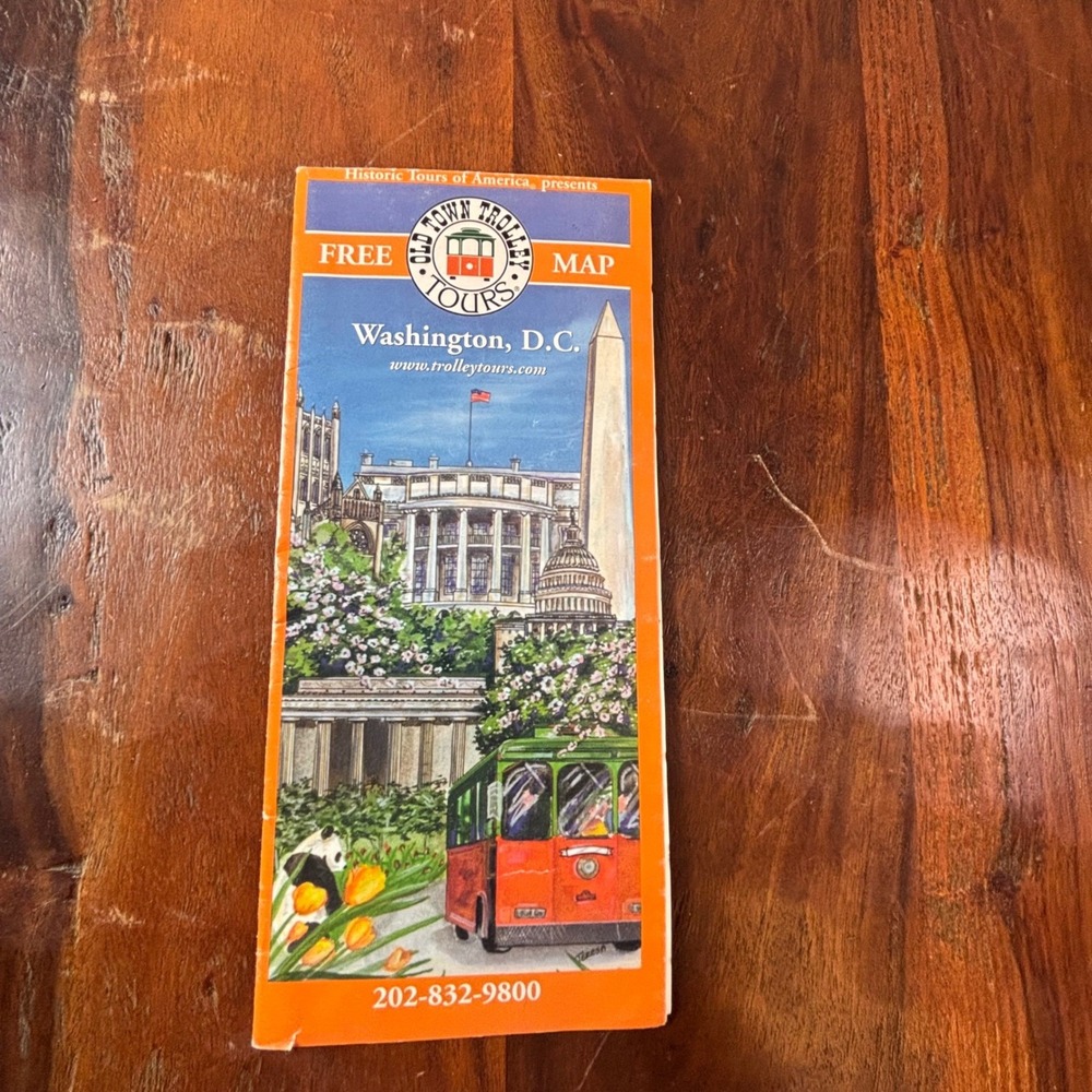 Vintage Old Town Trolley Tours Washington DC Map Metro System Guide Souvenir